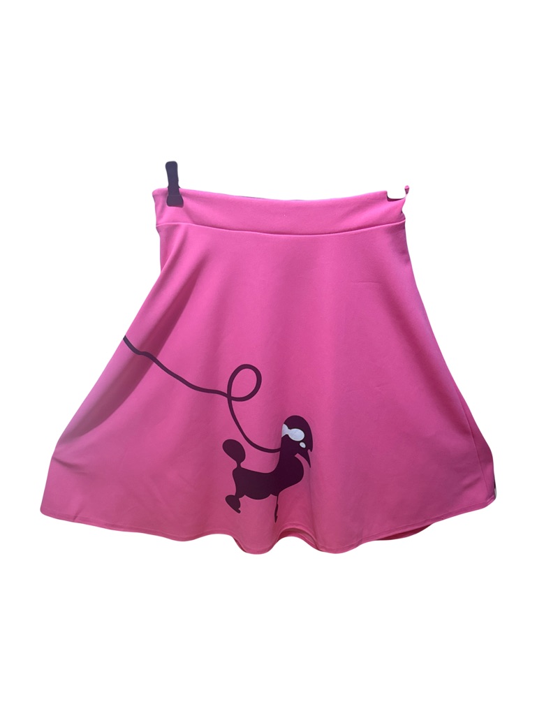 Pink A-Line Skirt With Poodle Graphic